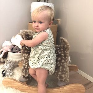 Rylee + Cru mint onesie with floral print